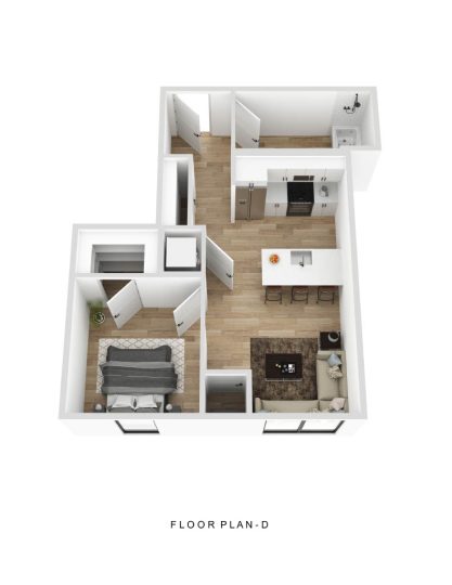 a floor plan of a one bedroom apartment at Fuller Park Flats